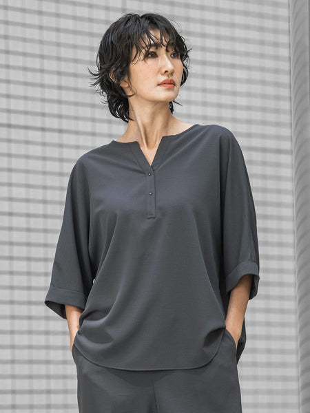 【大きいサイズ/選べるSETUP】SUZUSARAキーネックブラウス