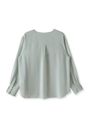 メランジツイルノーカラーブラウス