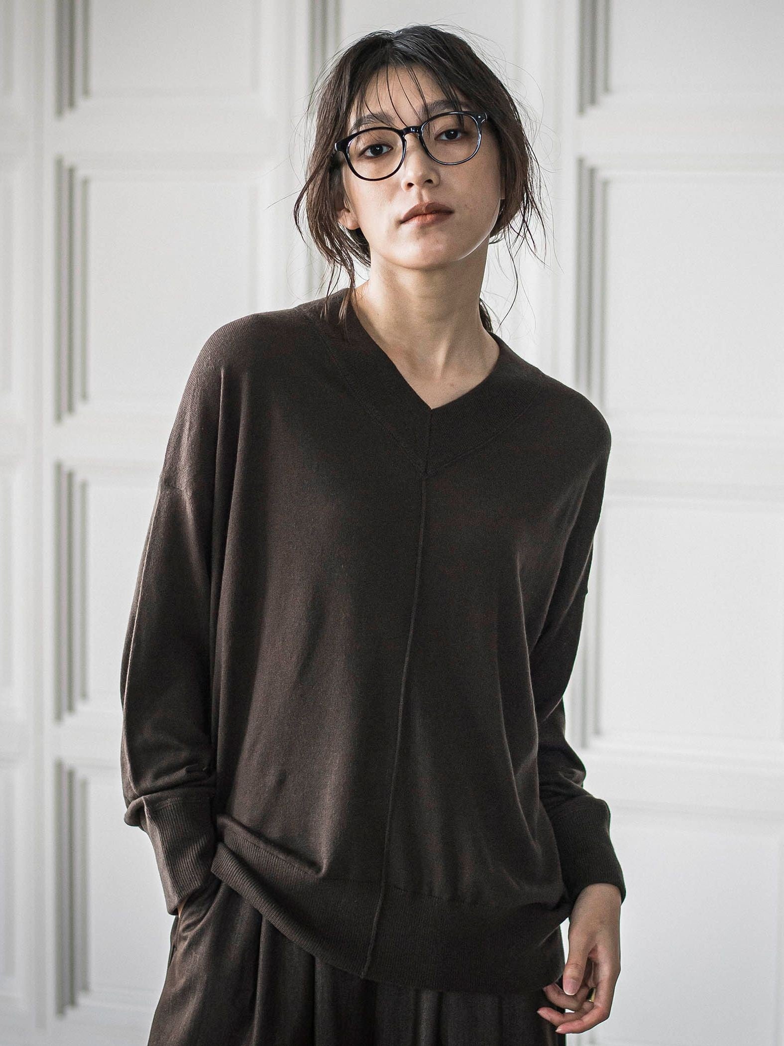 Vネックコクーンニットプルオーバー≪手洗い可能≫