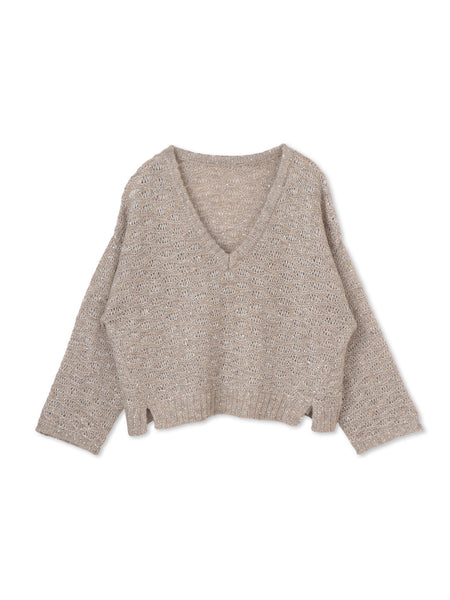 【WEB限定】スパンコールシャギーニットプルオーバー≪手洗い可能≫