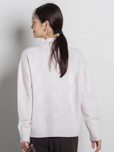 格子柄ハイネックニット≪洗える≫