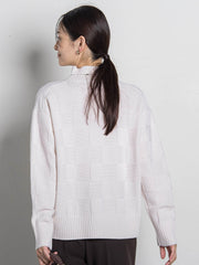 格子柄ハイネックニット≪洗える≫