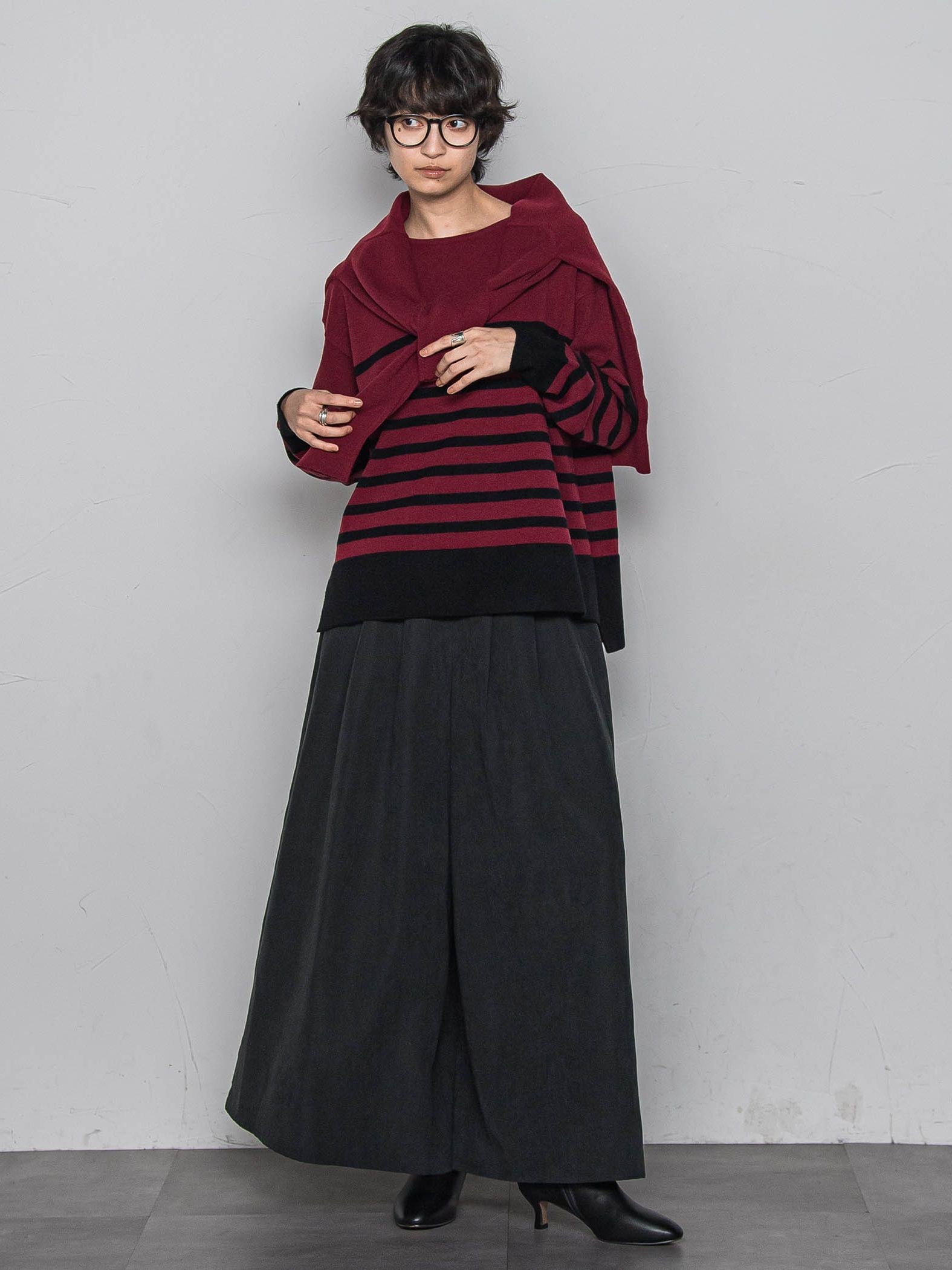 【ふわもち】ボーダーニット≪洗濯機で洗える≫