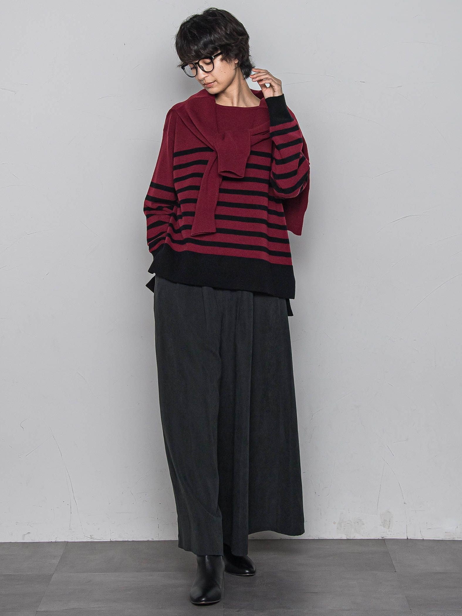 【ふわもち】ボーダーニット≪洗濯機で洗える≫