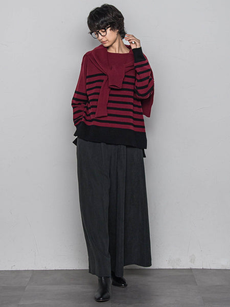 【ふわもち】ボーダーニット≪洗濯機で洗える≫