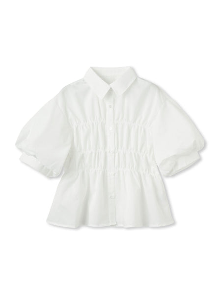 【WEB限定】シャーリングパフスリーブブラウス