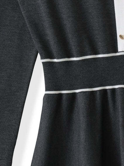 バイカラーニットワンピース