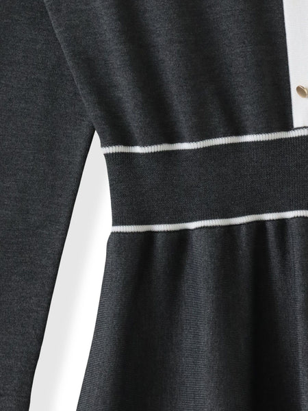 バイカラーニットワンピース