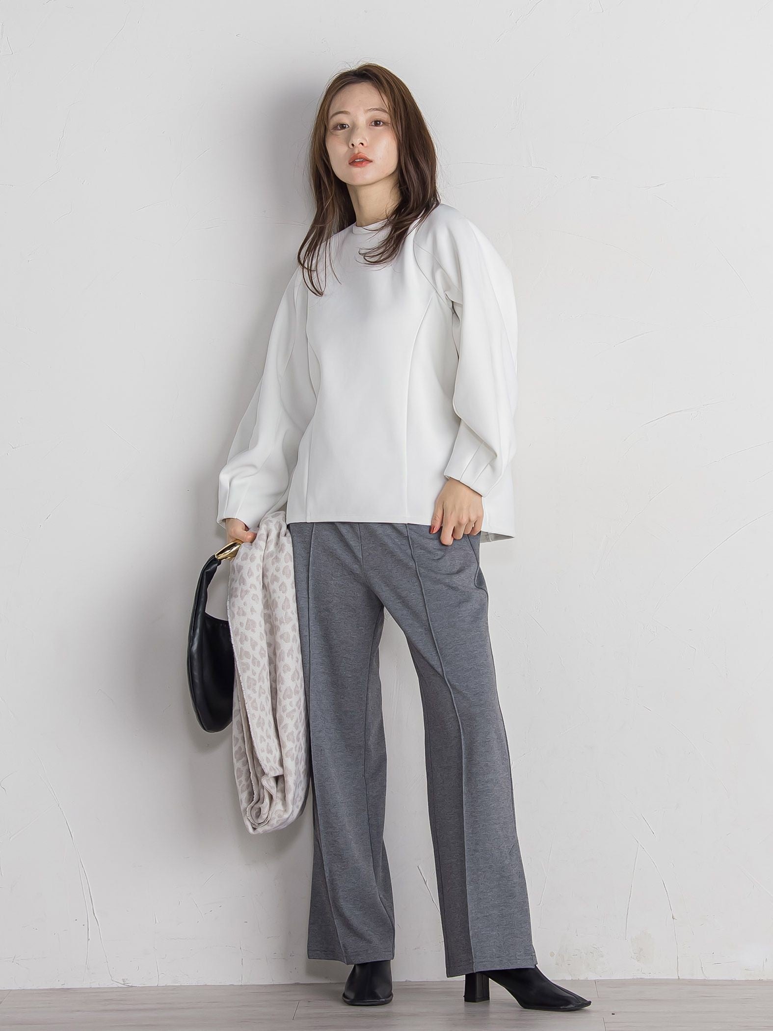 ポンチサイドスリットワイドパンツ≪セットアップ対応/手洗い可能≫