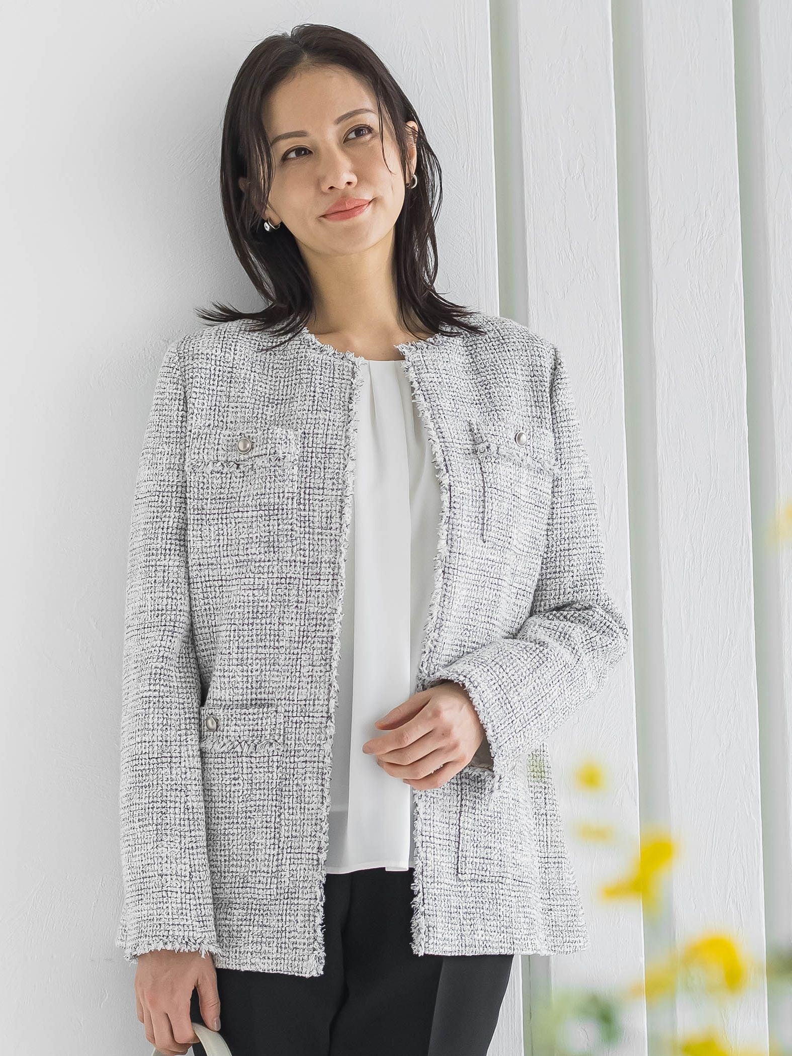 【WEB限定 13号】ストレッチツイードミドルジャケット