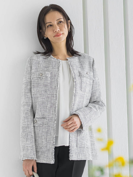 【WEB限定 13号】ストレッチツイードミドルジャケット