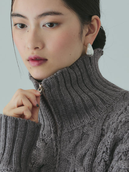 バルキーケーブルハーフジップニット≪手洗い可能≫