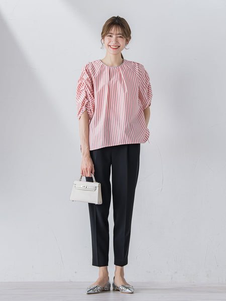 【Sサイズ展開あり】ハイストレッチジョーゼットテーパードパンツ ≪手洗い可能 / セットアップ対応≫