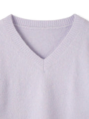 ウール混Vネックニットプルオーバー≪手洗い可能≫