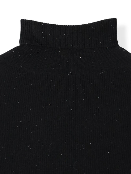 スパンコールリブタートルニット≪手洗い可能≫