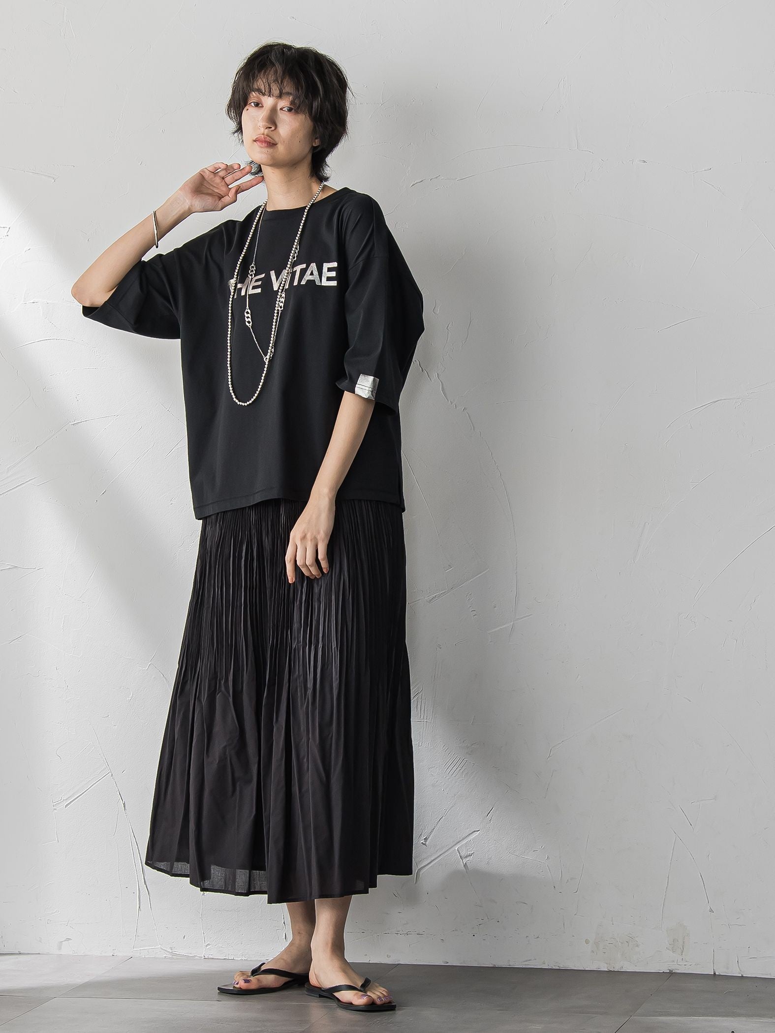 箔プリントロゴTシャツ≪手洗い可能≫