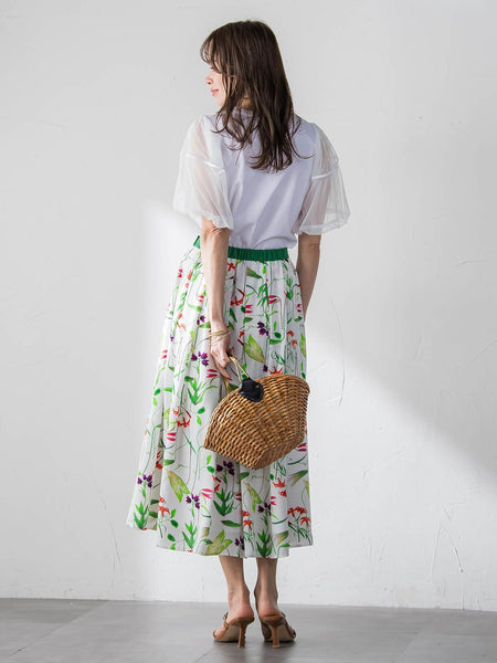 【KEITA KAWASAKI × Viaggio Bluコラボ】袖チュールプリントTシャツ