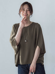 【WEB限定】サテンフィールドレープブラウス≪セットアップ対応/洗濯機で洗える≫