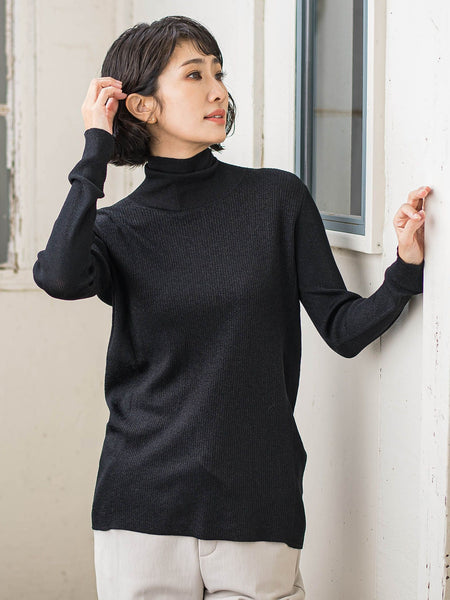 ラメリブタートルニット