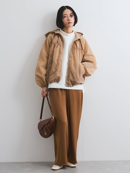 サテンイージーワイドパンツ≪洗濯機で洗える≫