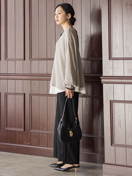 メッシュ柄レイヤードニット≪手洗い可能≫