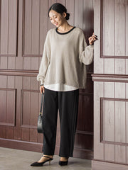 メッシュ柄レイヤードニット≪手洗い可能≫