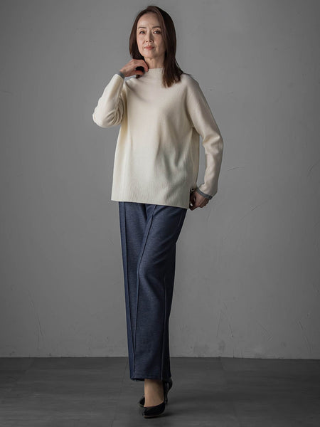 【WEB限定/大きいサイズ】”楽暖”裏起毛ワイドパンツ≪洗濯機で洗える≫