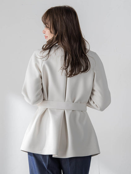 ノーカラーハーフコート