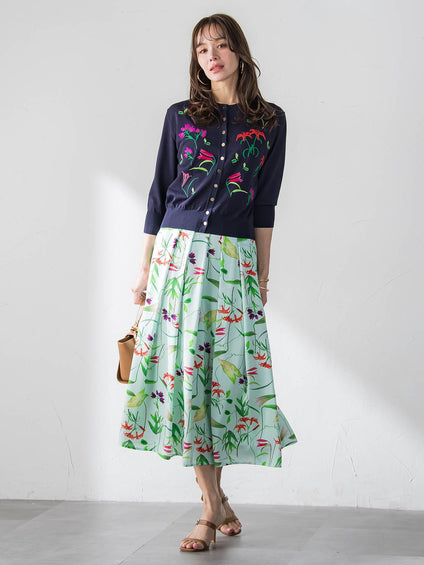 【KEITA KAWASAKI × Viaggio Bluコラボ】リリープリントスカート