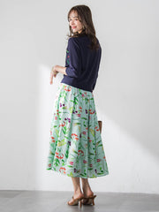 【KEITA KAWASAKI × Viaggio Bluコラボ】リリープリントスカート