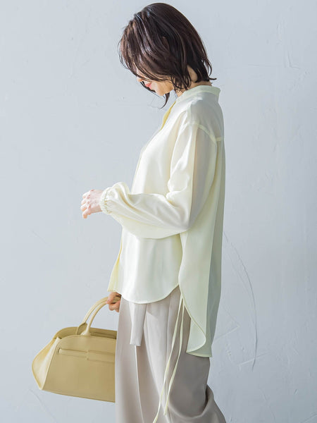 サイドリボンドレープブラウス≪イージーケア≫