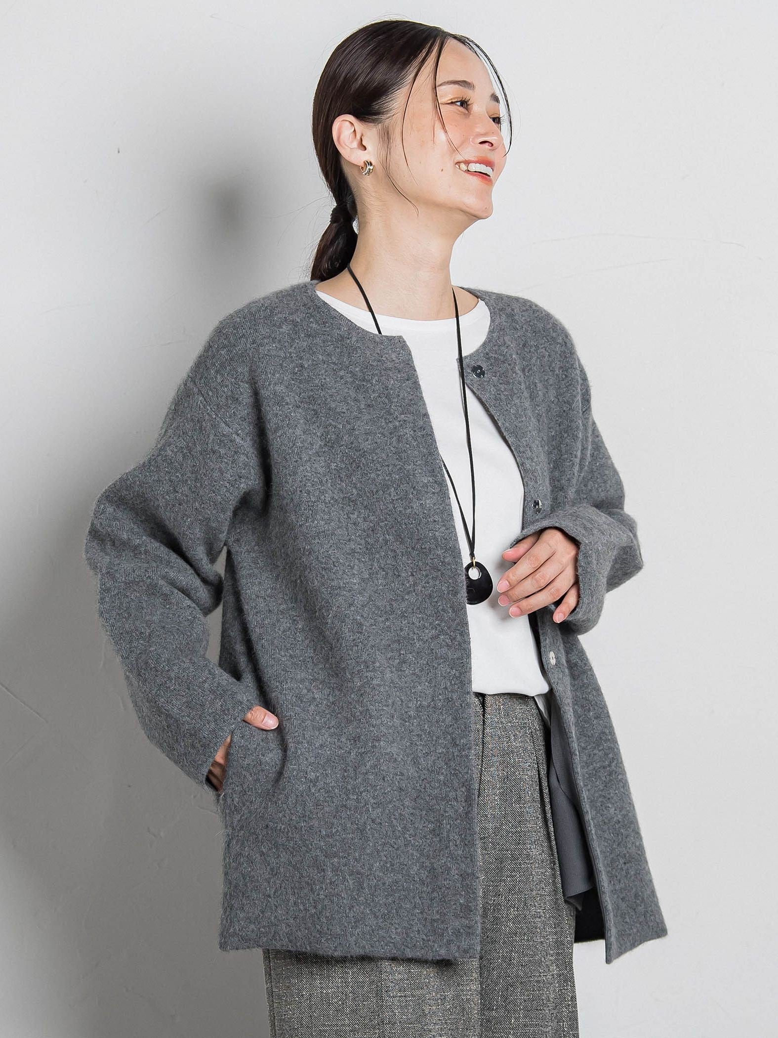 フォックス混ニットジャケット