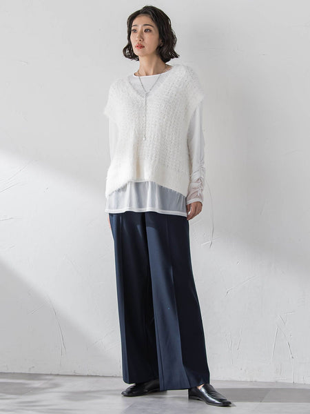 【大きいサイズ】エクセレントウォーム裏起毛ワイドパンツ