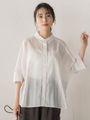 【WEB限定】T/Cストライプブラウス