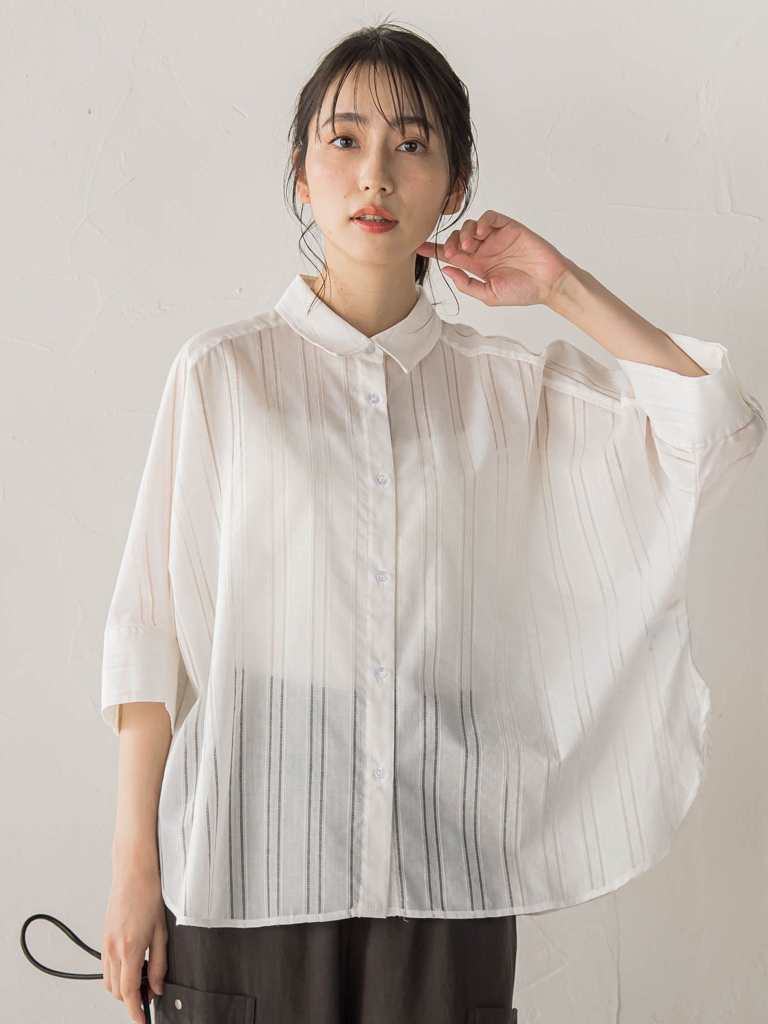 【WEB限定】T/Cストライプブラウス