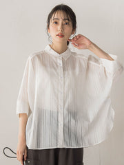 【WEB限定】T/Cストライプブラウス