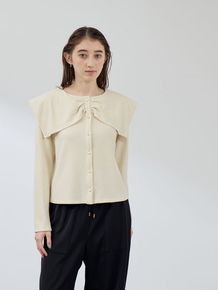 Wフェイス天竺ビッグカラートップス≪手洗い可能≫