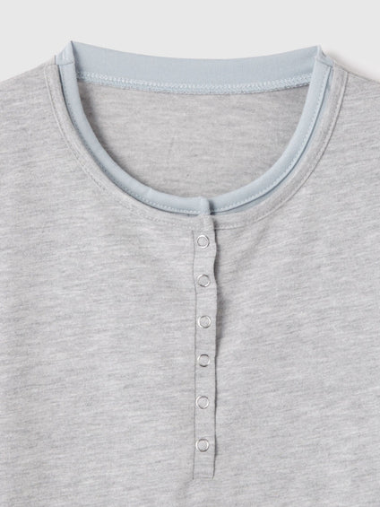 ヘンリーネックレイヤードTシャツ