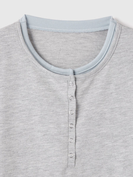 ヘンリーネックレイヤードTシャツ