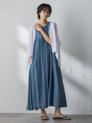 ゆれるデニムノースリーブワンピース