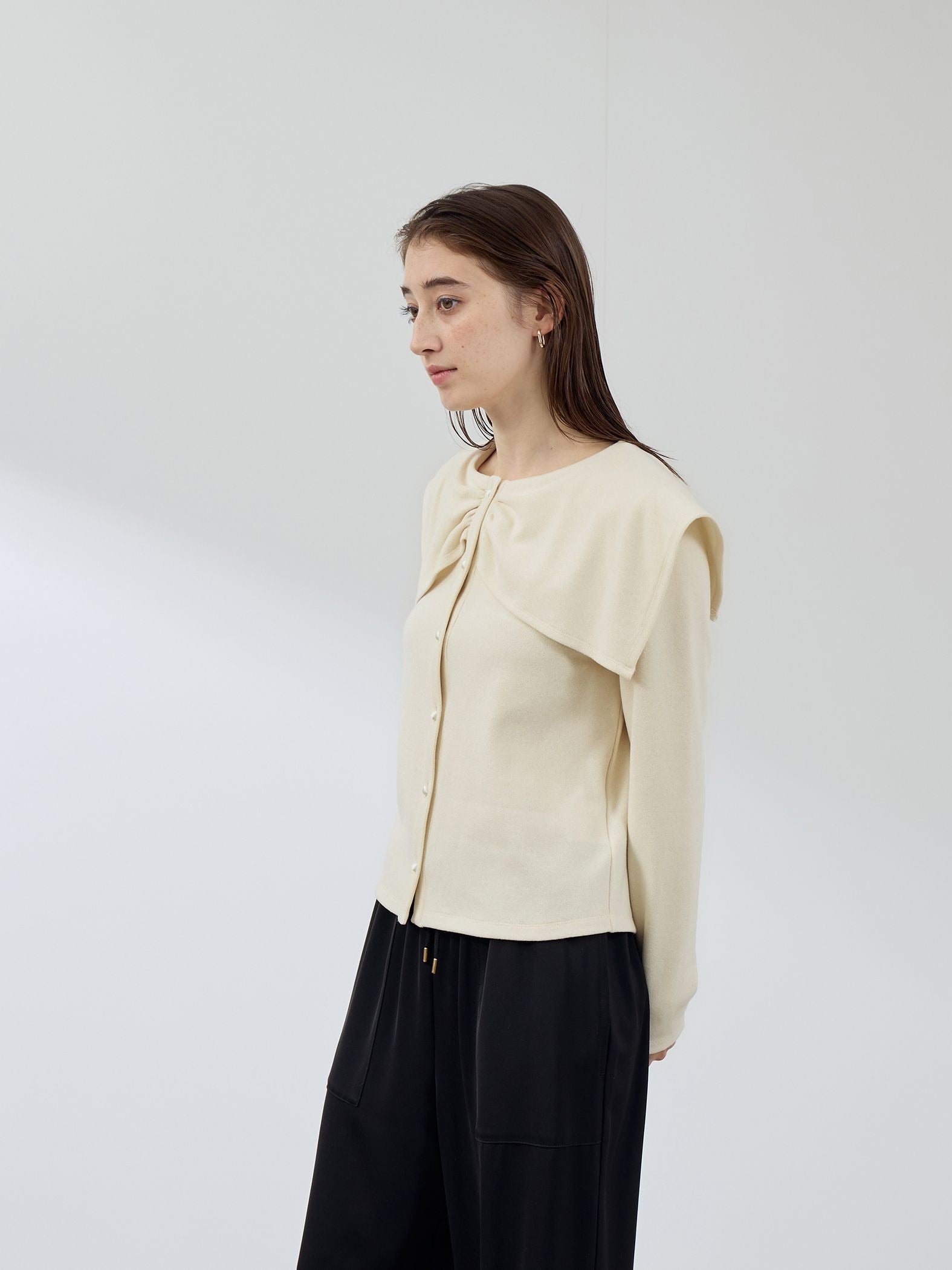 Wフェイス天竺ビッグカラートップス≪手洗い可能≫