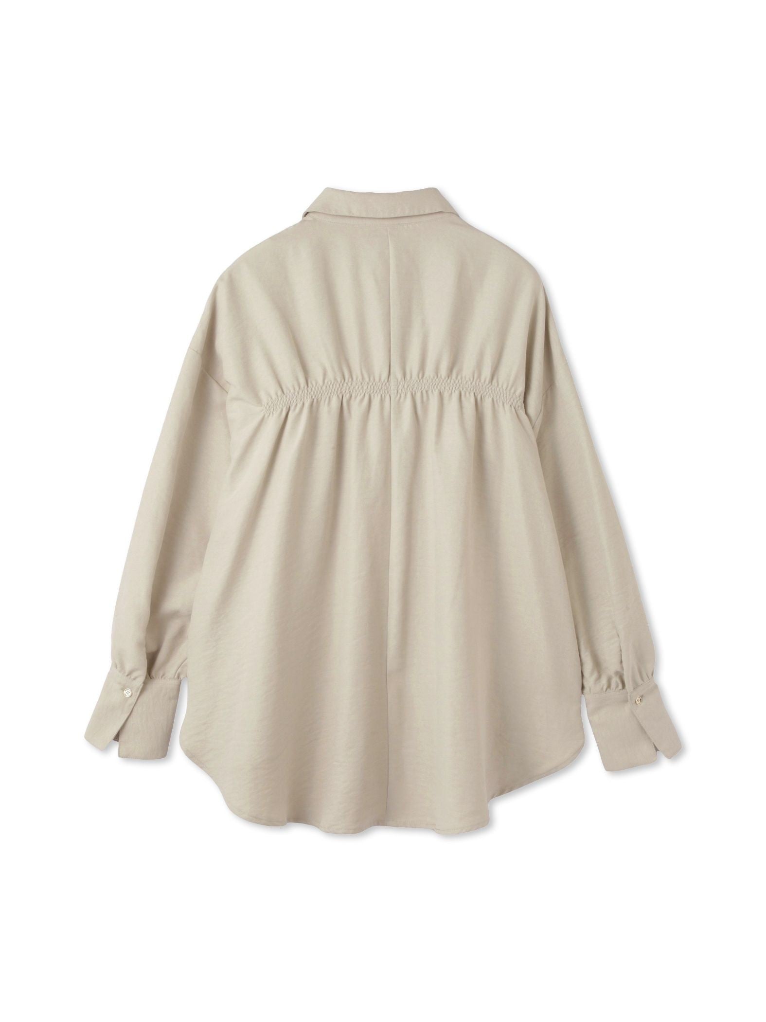 サテンピーチバックギャザーブラウス≪手洗い可能≫