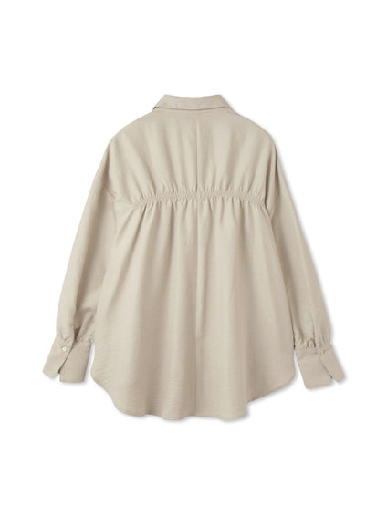 サテンピーチバックギャザーブラウス≪手洗い可能≫