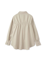 サテンピーチバックギャザーブラウス≪手洗い可能≫