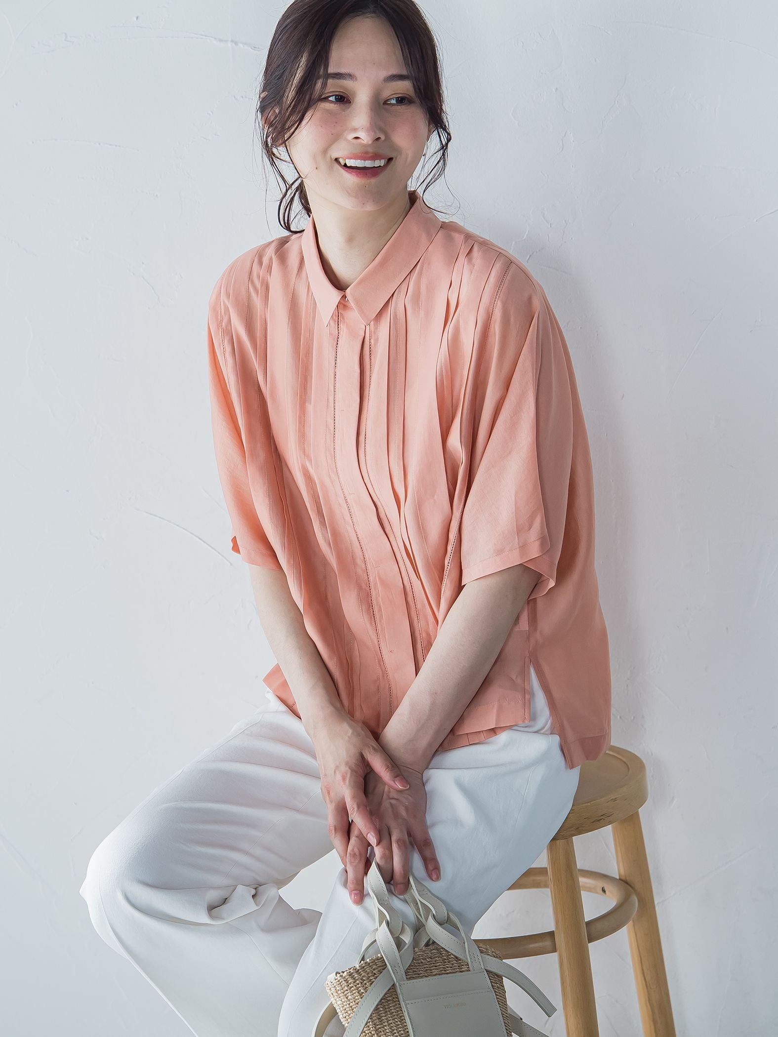 ピンタックレースブラウス≪手洗い可能≫