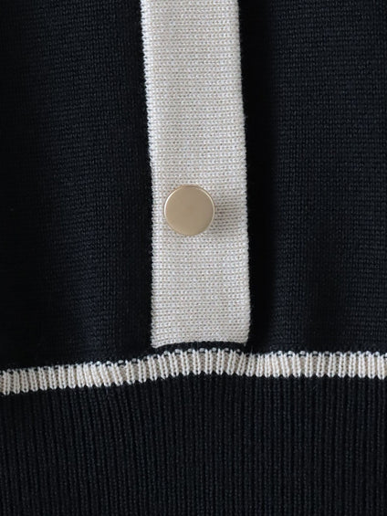 バイカラーニットワンピース