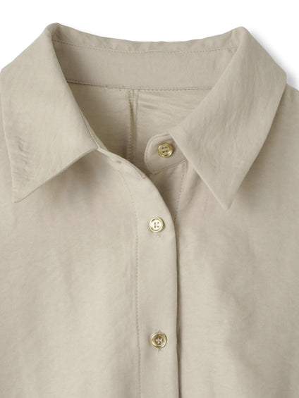 サテンピーチバックギャザーブラウス≪手洗い可能≫