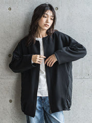 ダンボール×キルティングロングノーカラーブルゾン