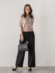 【新色追加】キラキラボタンワイドパンツ≪手洗い可能≫