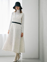 リボンドットツイードワンピース